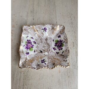 Square small purple flower plate vintage kitchen home decor unique
